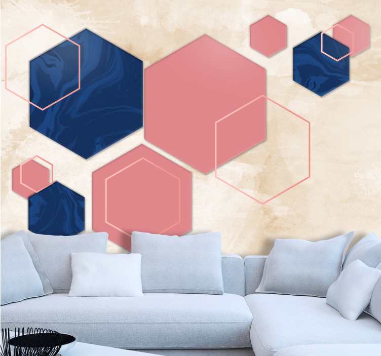 Texture and pattern wall mural geometric hexagons - TenStickers