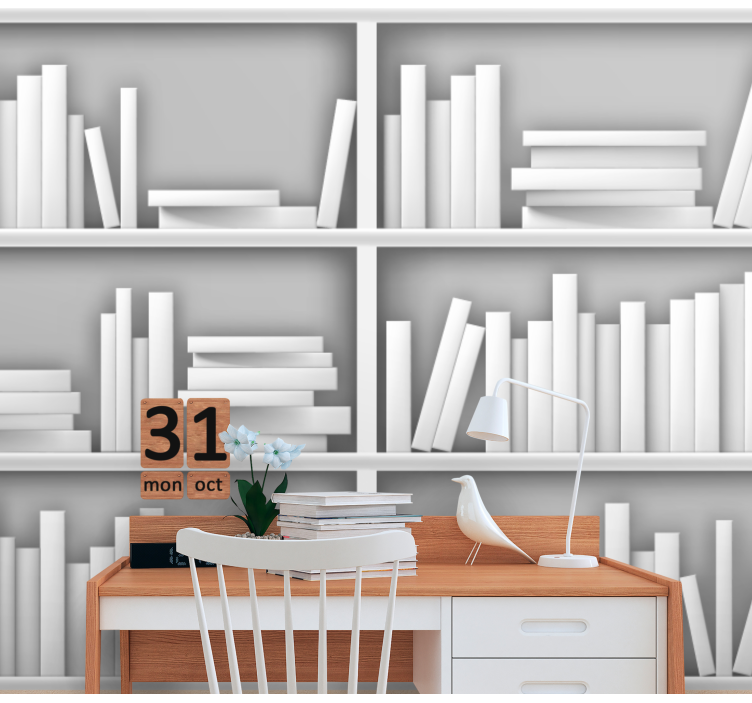Texture and pattern wall mural layered bookshelves - TenStickers
