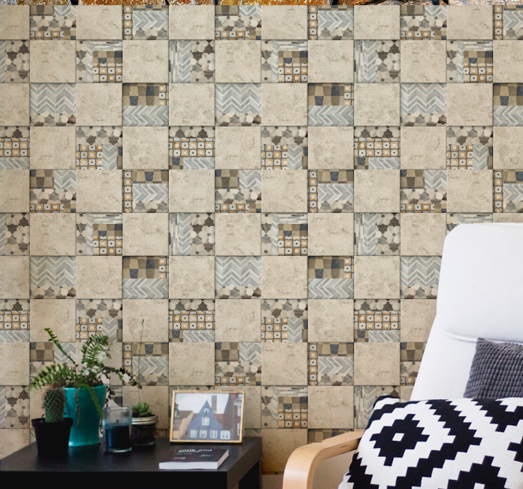 Texture and pattern wall mural mixed tile design - TenStickers