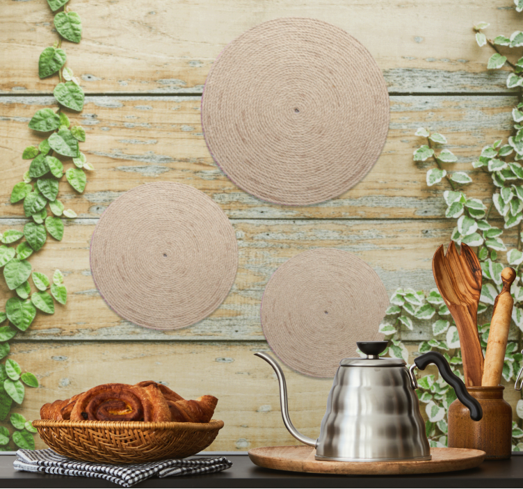 Textured wall mural natural rope circles - TenStickers
