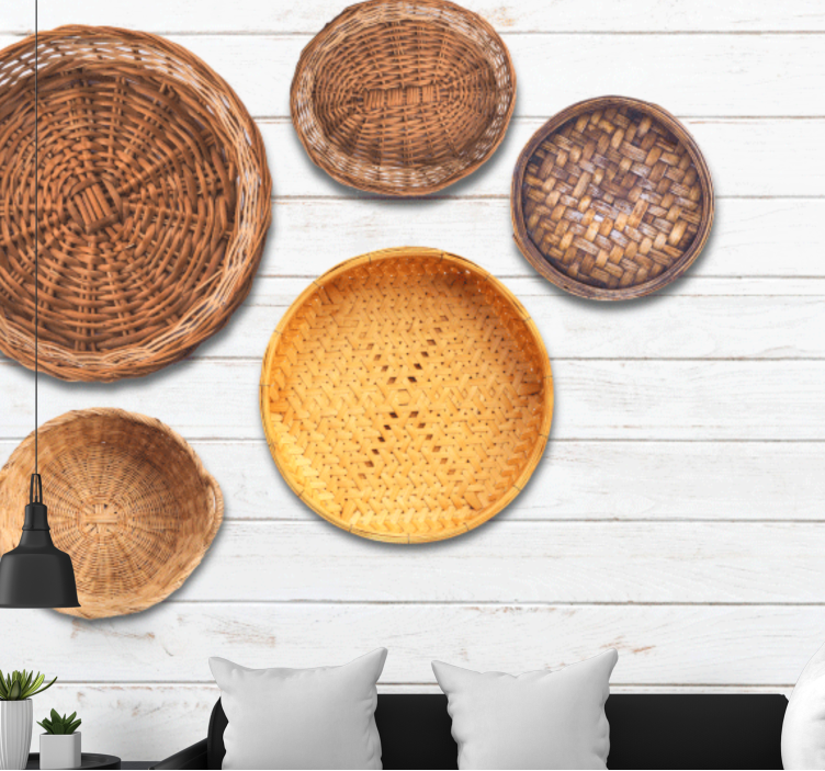 Textured wall mural woven basket designs - TenStickers