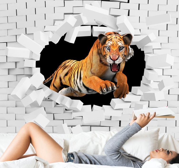Realist tiger 3D Wall Mural - TenStickers