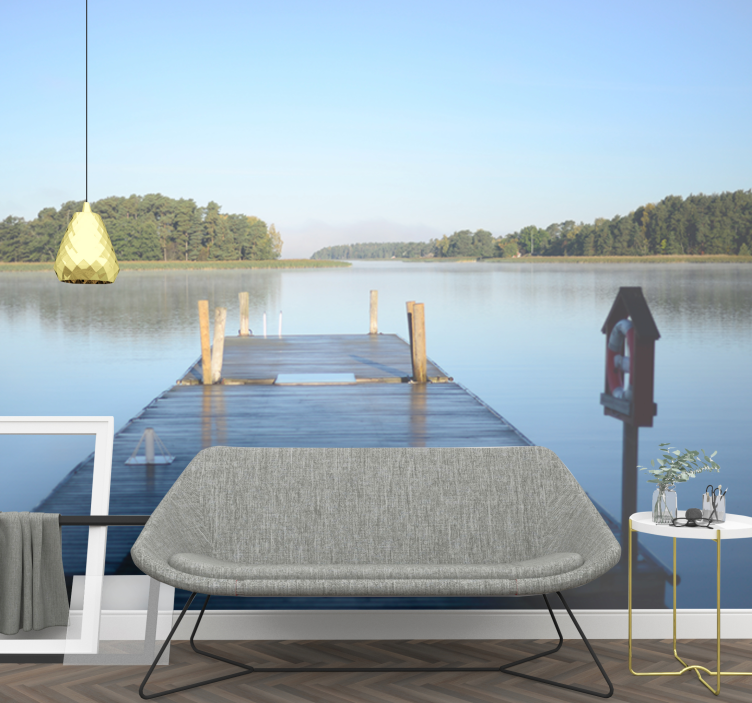 Tranquil dock lake wall mural - TenStickers