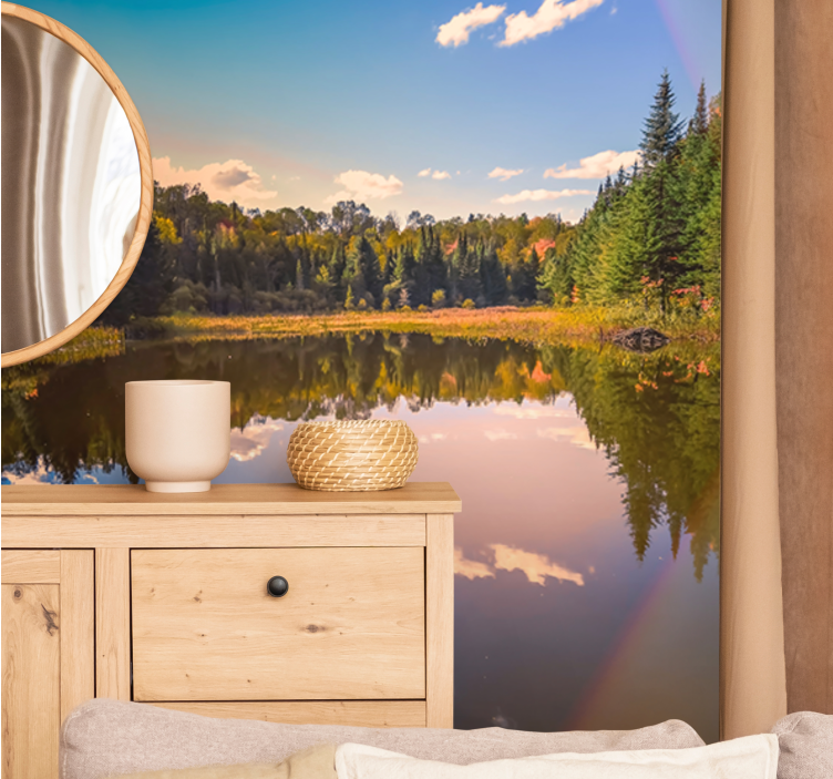 Tranquil water mirror landscape wall mural - TenStickers