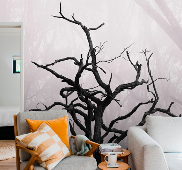 Tree mural intricate branches silhouette - TenStickers