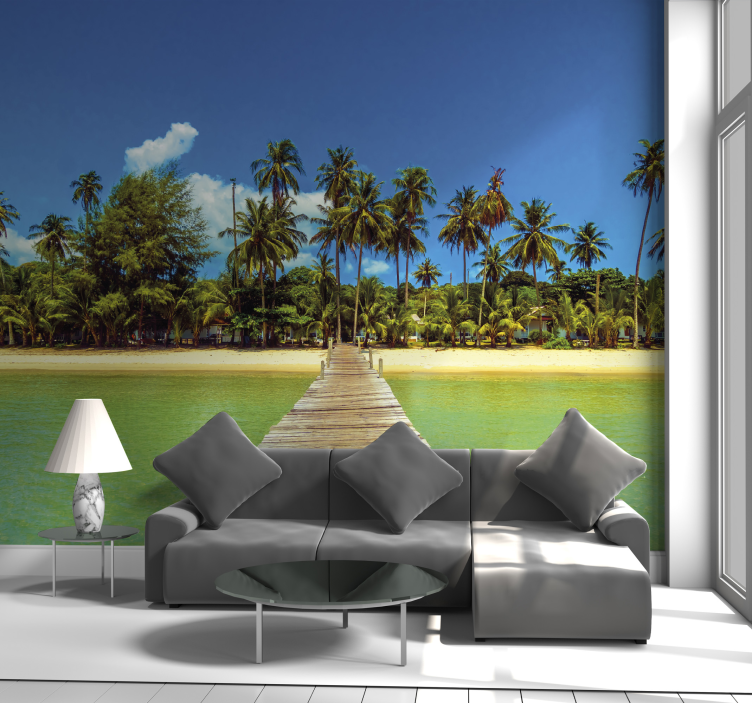 Tropical paradise escape landscape wall mural - TenStickers