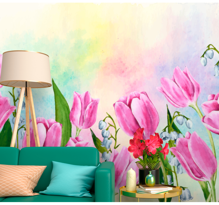 Tulip flower bloom flower wall mural - TenStickers
