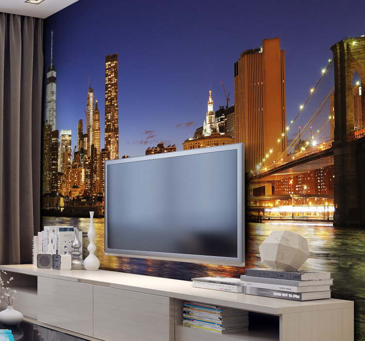 Urban Skyline Panorama new york wall mural - TenStickers
