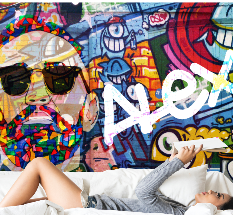 Urban wall mural colorful city portrait - TenStickers