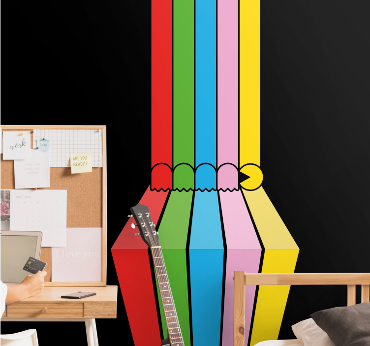 Urban wall mural colorful pencil strokes - TenStickers