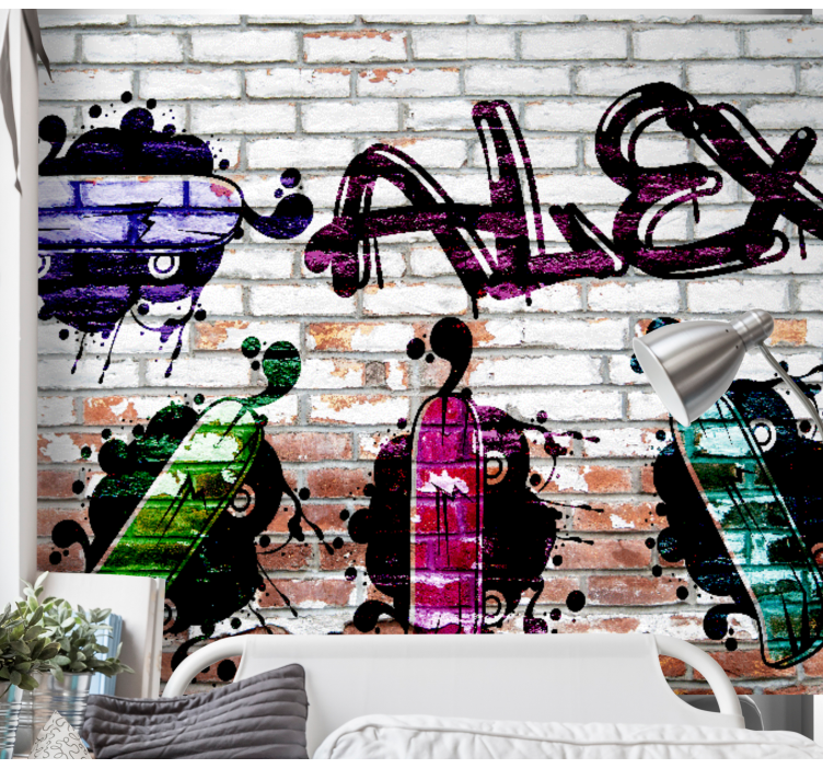 Urban wall mural colorful skateboard design - TenStickers