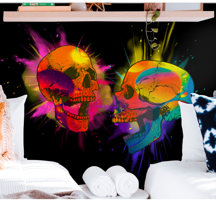 Urban wall mural colorful skull artwork - TenStickers