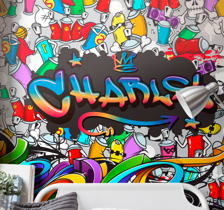 Urban wall mural custom name graffiti art - TenStickers