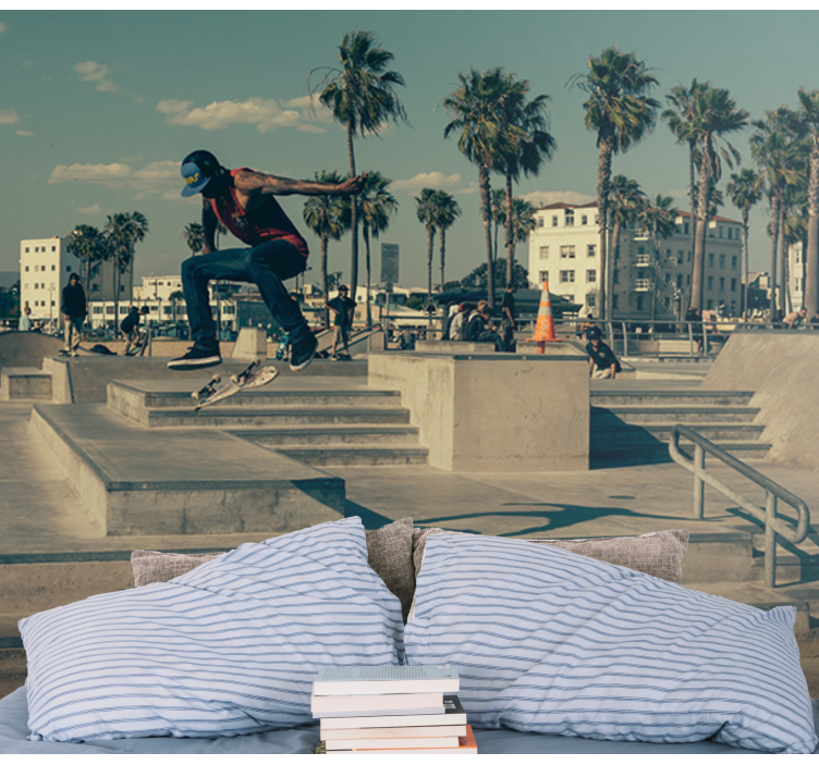 Urban wall mural skateboarder in action - TenStickers