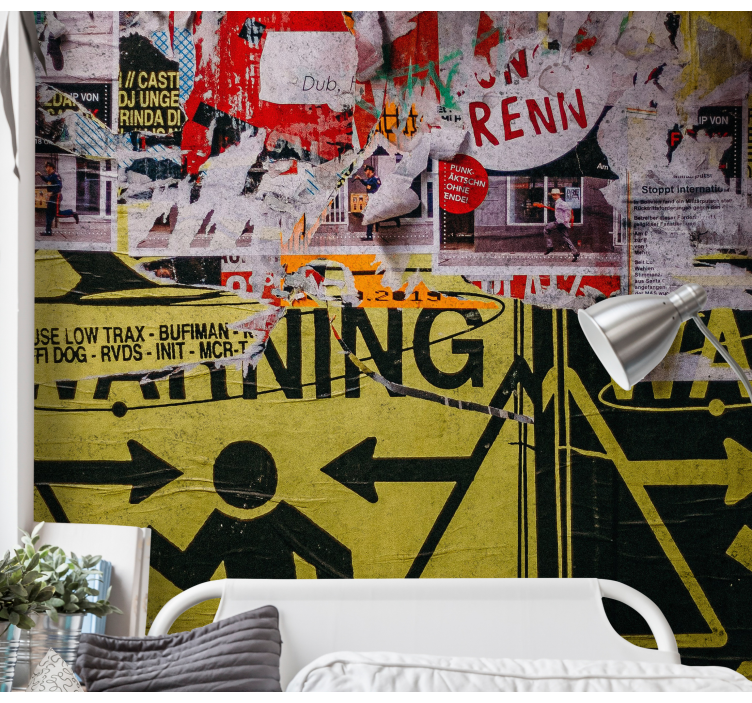 Urban wall mural urban warning signs - TenStickers