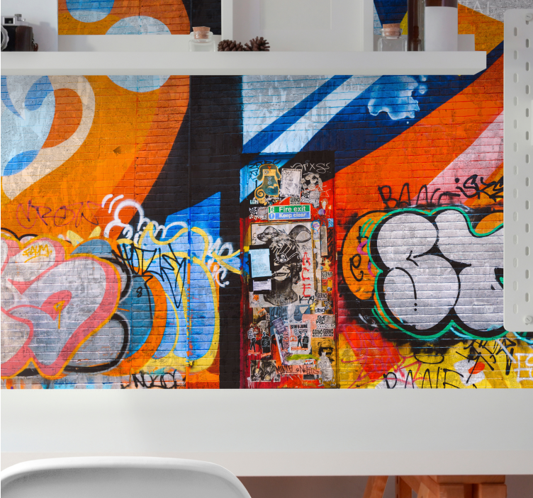 Urban wall mural vibrant city tags - TenStickers