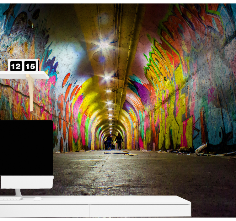 Urban wall mural vivid tunnel graffiti - TenStickers