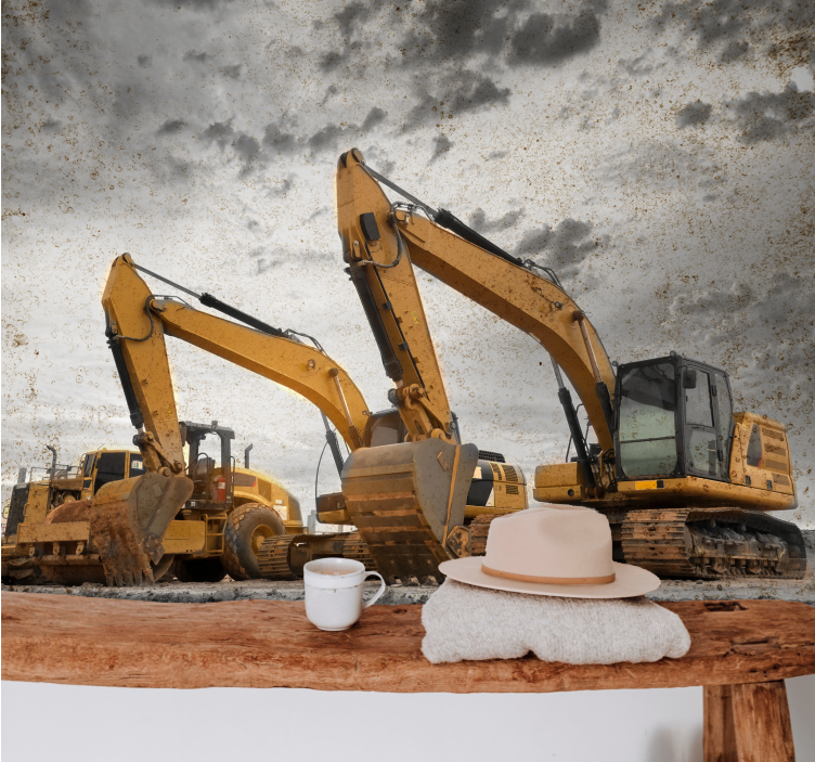Vehicle wall mural construction machinery showcase - TenStickers