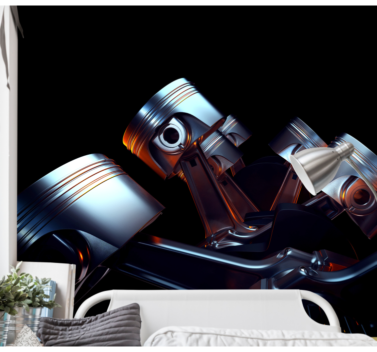Vehicle wall mural engine component close-up - TenStickers