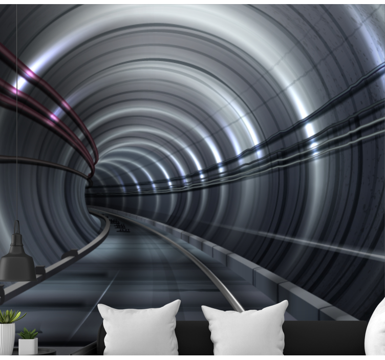 Vehicle wall mural futuristic subway tunnel - TenStickers