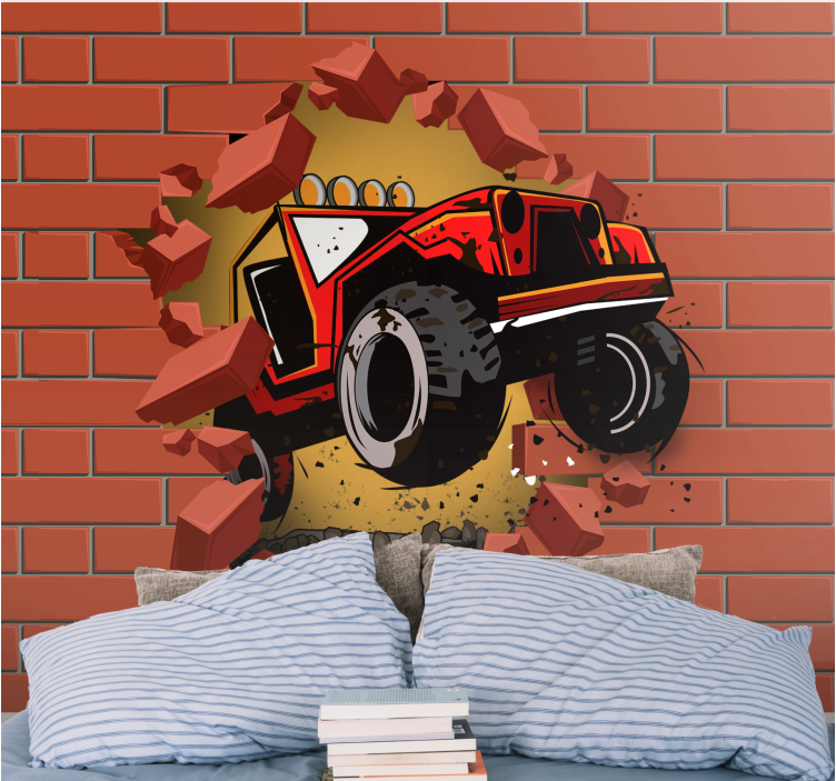 Vehicle wall mural red monster truck - TenStickers