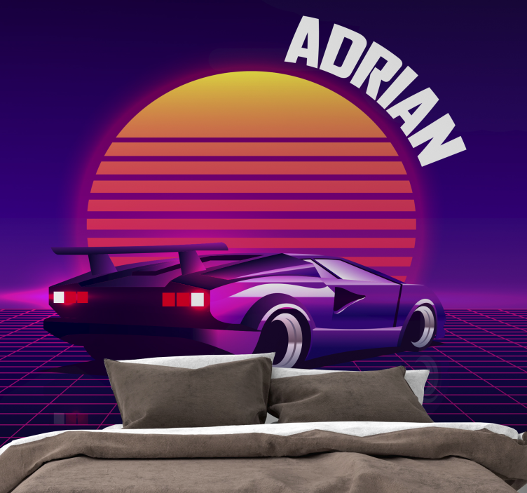 Vehicle wall mural retro racing car - TenStickers