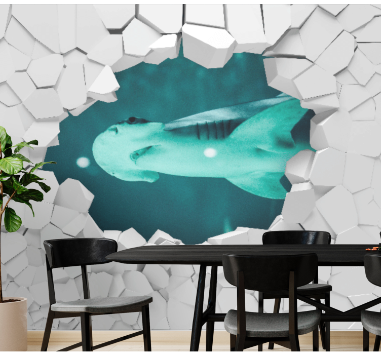 Vehicle wall mural shark breaking through - TenStickers