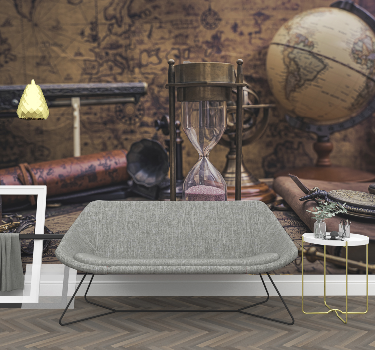 Vintage world map photo wall mural - TenStickers