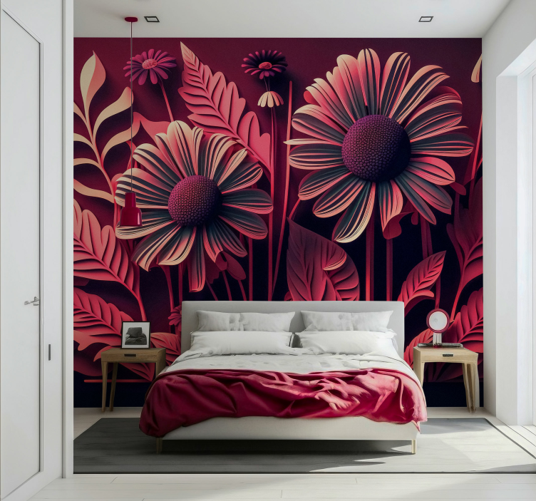 Viva magenta Digital Nature wall mural - TenStickers