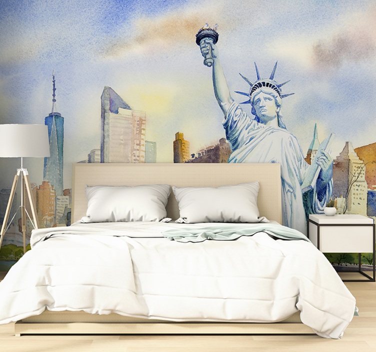 Watercolor Statue Liberty New York wall mural - TenStickers