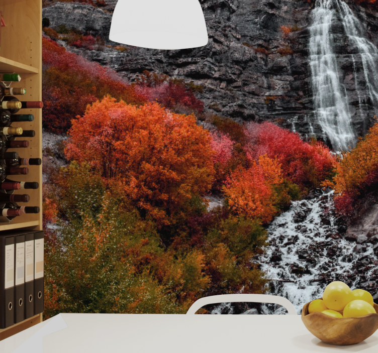 Waterfall wall mural autumn waterfall scene - TenStickers