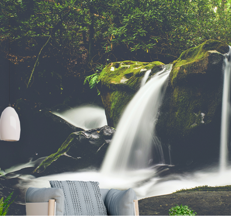 Waterfall wall mural cascading waterfall scene - TenStickers