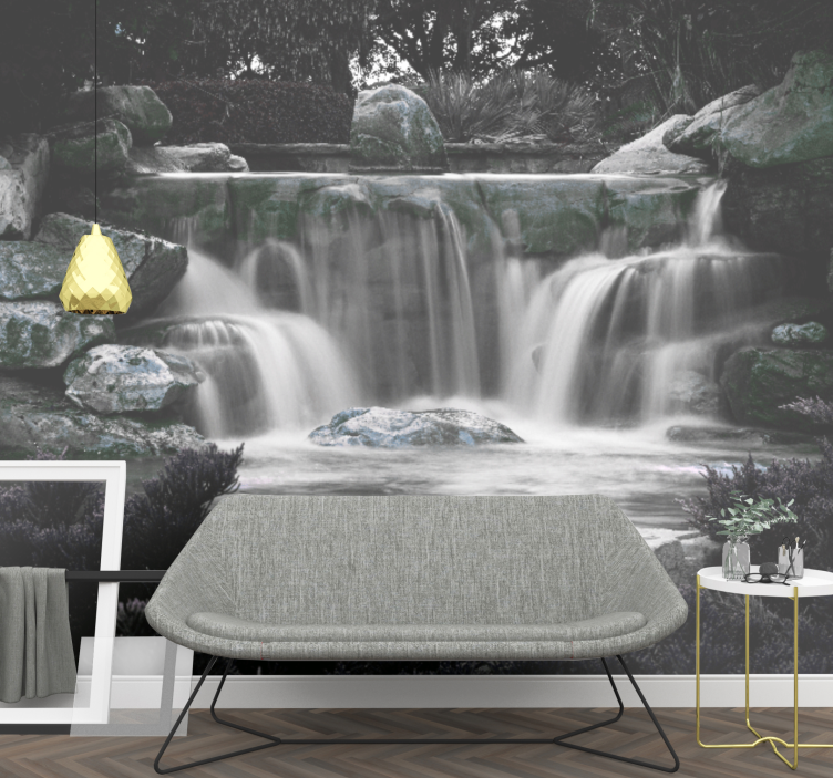 Waterfall wall mural tranquil waterfall scene - TenStickers