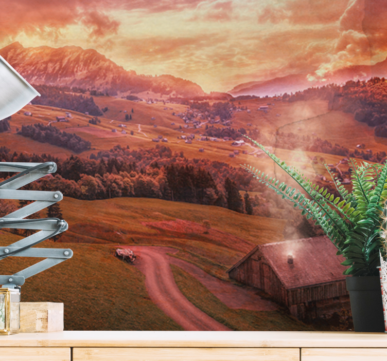 Western field nature wall mural - TenStickers
