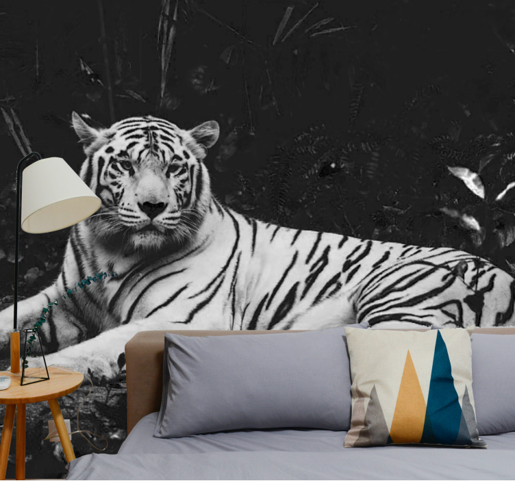 White tiger resting  wall mural - TenStickers