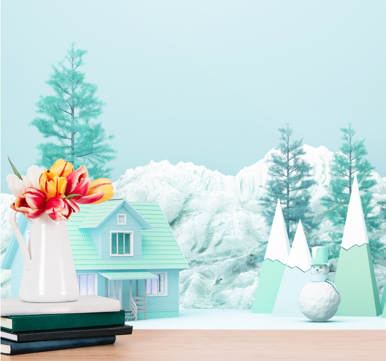 Winter landscape scene nature wall mural - TenStickers