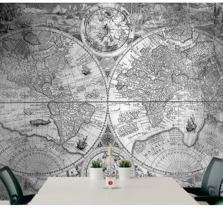 World map wall mural detailed historical map - TenStickers
