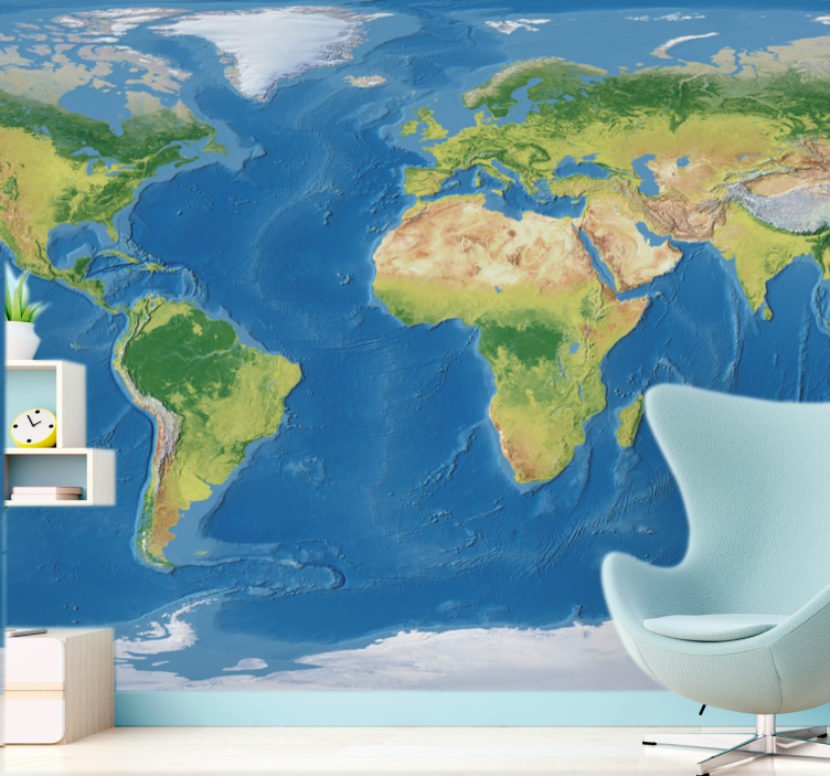 World map wall mural detailed world map - TenStickers