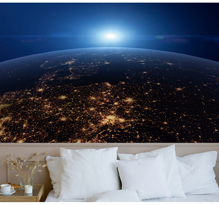 World map wall mural earth's night view - TenStickers