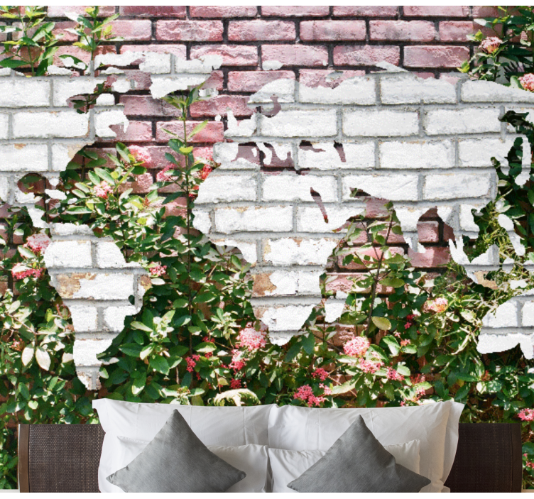 World map wall mural flowering world map - TenStickers
