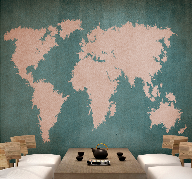 World map wall mural global world outline - TenStickers