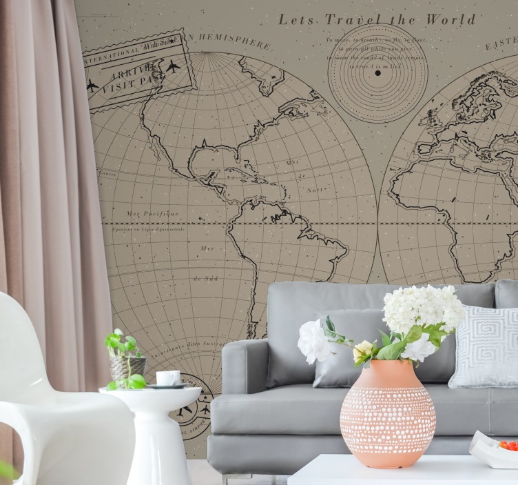World map wall mural vintage global map - TenStickers