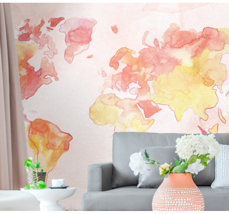 World map wall mural watercolor global map - TenStickers