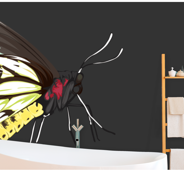 Yellow Butterfly Design flower wall mural - TenStickers