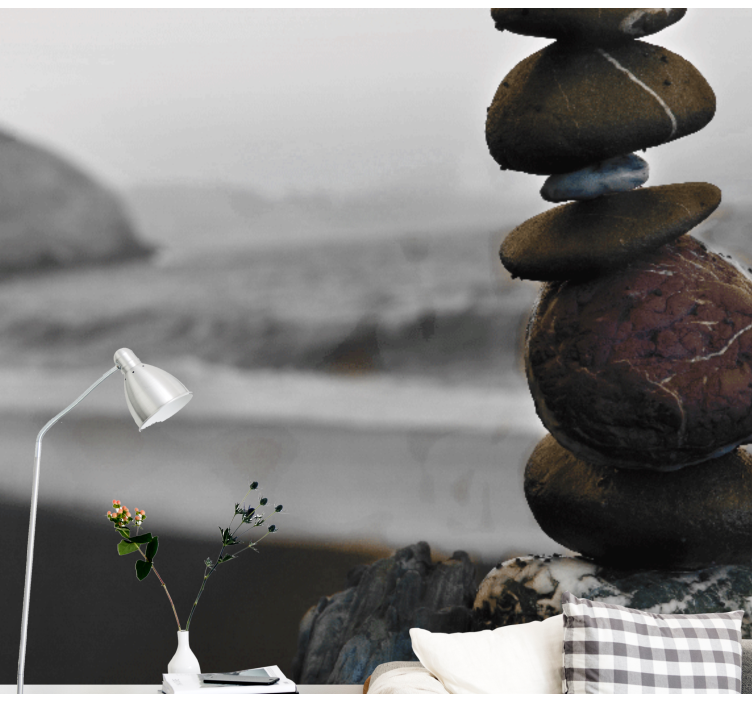 Zen wall mural stacked balanced stones - TenStickers