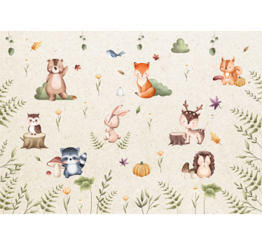 Fairytale animals nursery wall mural - TenStickers