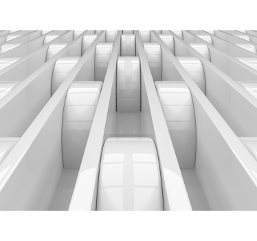 Abstract geometric shapes white 3d wallpaper - TenStickers