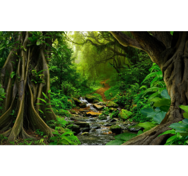 Tropical forest oasis forest wall mural - TenStickers