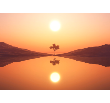Tree at sunset wall mural - TenStickers