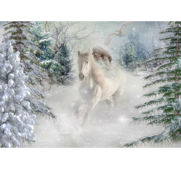 White Horse animal wall mural - TenStickers